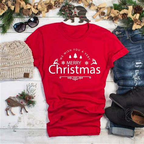 We Wish You Very Merry Christmas T Shirt Funny Slogan Women Fashion