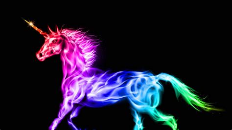 Colorful Horn Unicorn In Black Background Hd Unicorn Wallpapers Hd