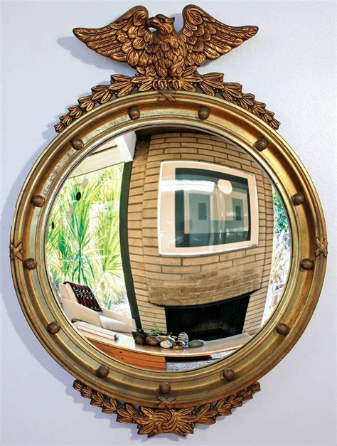 Antique Federal Eagle Gold Giltwood Frame With Convex Mirror For Sale