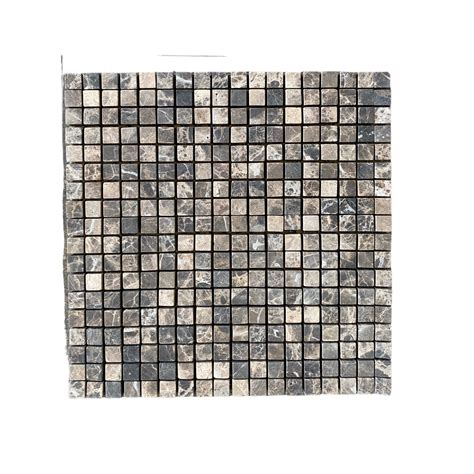 Dark Emperador Marble 58x58 Mosaic Tumbled Tile All Marble Tiles
