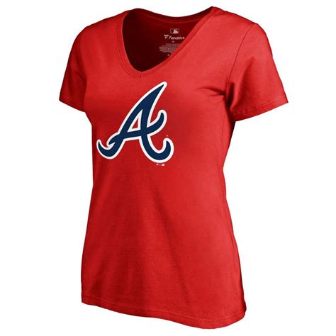 Womens Red Atlanta Braves Plus Sizes Primary Team Logo T Shirt