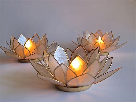 Lotus With Candle Lights Capiz Paper Lamp Candlelight Lotus Shells