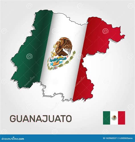 Vector Map Of Guanajuato State Combined With Waving Mexican National