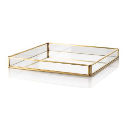 Gold And Glass Mirrored Tray Oliver Bonas