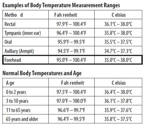 Body Temperature Log Chart