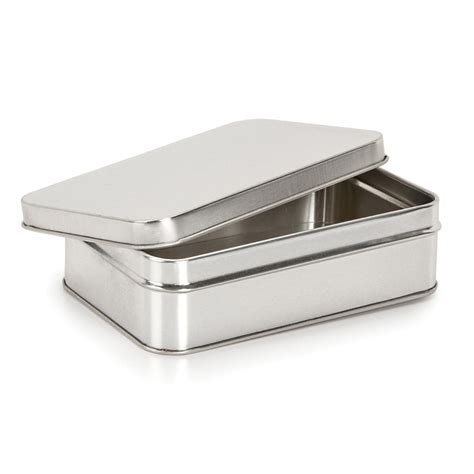 Product Small Metal Tins With Lids Silver Rectangular 49 X 37 X 1