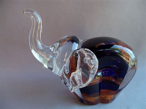 Hand Blown Art Glass Elephant Figurine