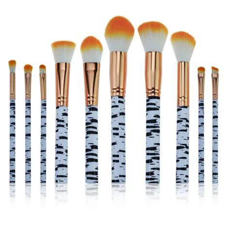 10pcs marble makeup brush set professional face eye shadow eyeliner foundation blush lip makeup