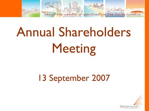 Ppt Annual Shareholders Meeting 13 September 2007 Powerpoint