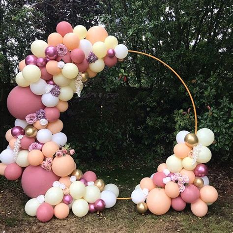 3565ft Golden Circular Arch With Stands For Greenery Etsy Balloon Arch Balloons Wedding