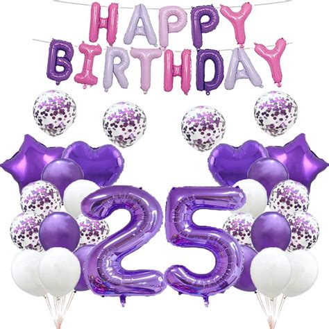 25th Birthday Balloon 25th Birthday Decorations Purple 25 Balloons