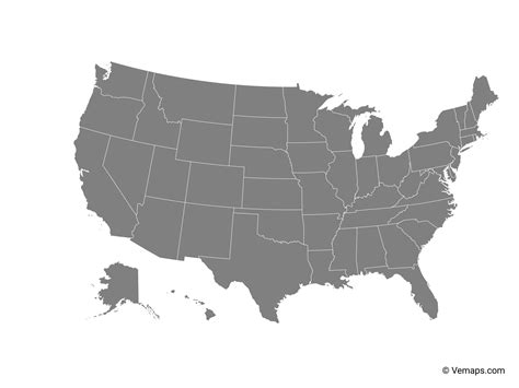Grey Map Of United States With States Free Vector Maps