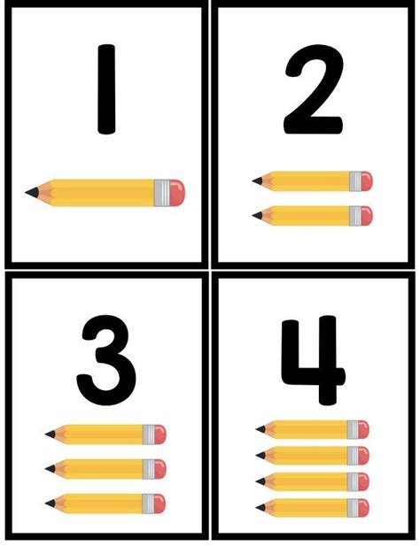Numbers Flashcards Pencil Counters The Teaching Aunt Flashcards
