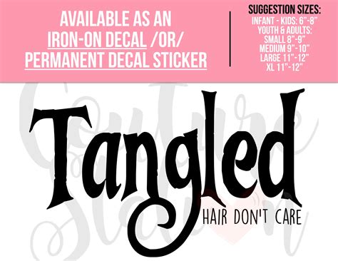 tangled hair don t care vinyl decal tangled rapunzel iron on decal disney sticker t shirt