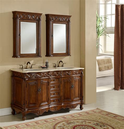 There are several small double sink vanity designs, as well. 60" Tuscany Teak Double Sink Bathroom Vanity - Antique ...