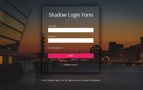 Shadow Login Form A Flat Responsive Widget Template Login Website Free
