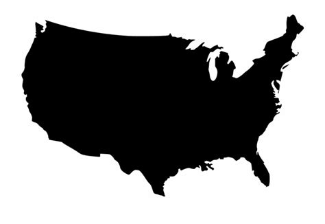 Black Silhouette Map Of United States Of America Vect