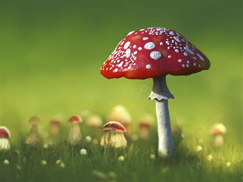 Fly Agaric Mushroom With Red Cap And White Dots Amanita Mushroom