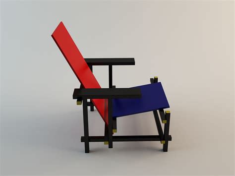 The Red And Blue Chair Gerrit Rietveld 3d Model 5 Unknown Max