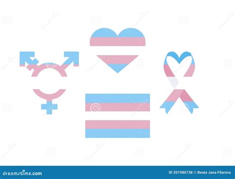 Transgender Flag In Heart Shape Ribbon Gender Symbol Icon Vector Stock Vector Illustration