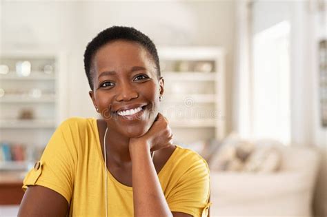 Cheerful Mature Black Woman Stock Image Image Of Real Satisfied