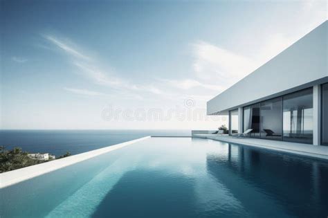 Luxury Residential Minimalist Villa With Pool Image Generative Ai Stock