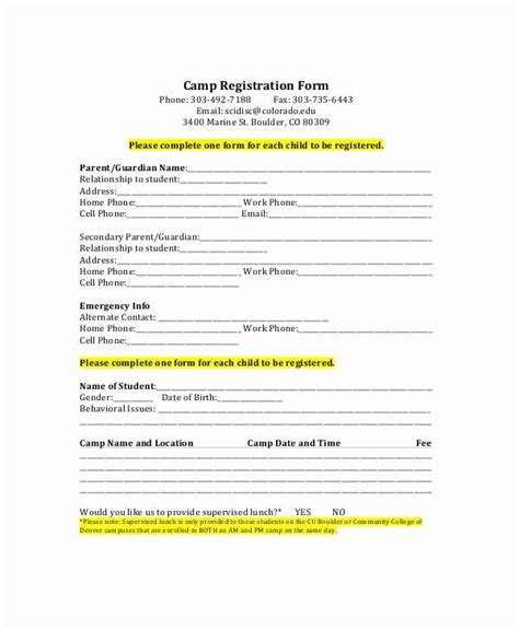 Blank Registration Form Template Lovely Printable Registration Form