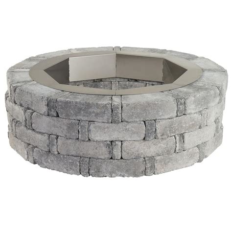 Home depot designed fire pit uses 72 rumble stones, 36 large and 36 smaller plus the steel insert. Pavestone RumbleStone 46 in. x 14 in. Round Concrete Fire ...