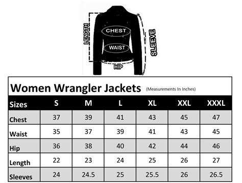 wrangler size chart women