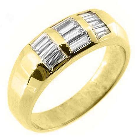 Thejewelrymaster 14k Yellow Gold Mens Baguette Cut Cut Diamond Pinky