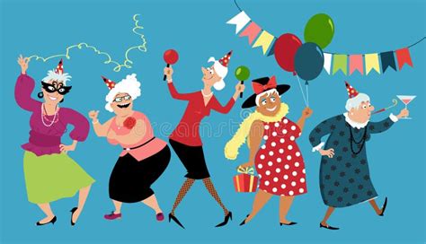 Old Ladies Dancing Clip Art Stock Vector Illustration Of Friends
