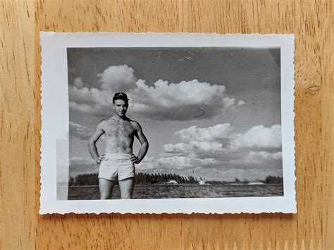 Old Photo Man On The Beach Mid 1950s Original Found Etsy Vintage Photos Art Journal Photo