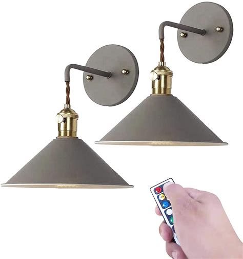 Gling 2 Packs Industrial Vintage Farmhouse Wall Lamp Led Remote