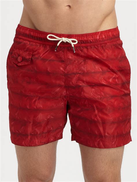 Lyst Moncler Nylon Swim Trunks In Red For Men