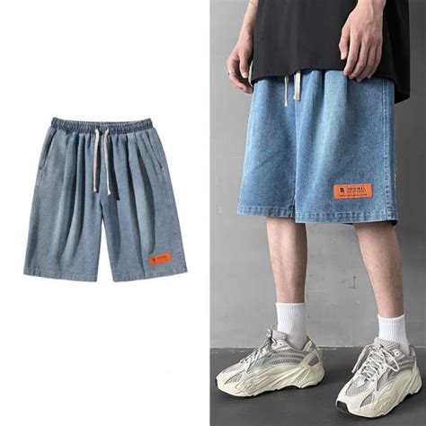 Baggy Denim Shorts For Men With Elastic Waist