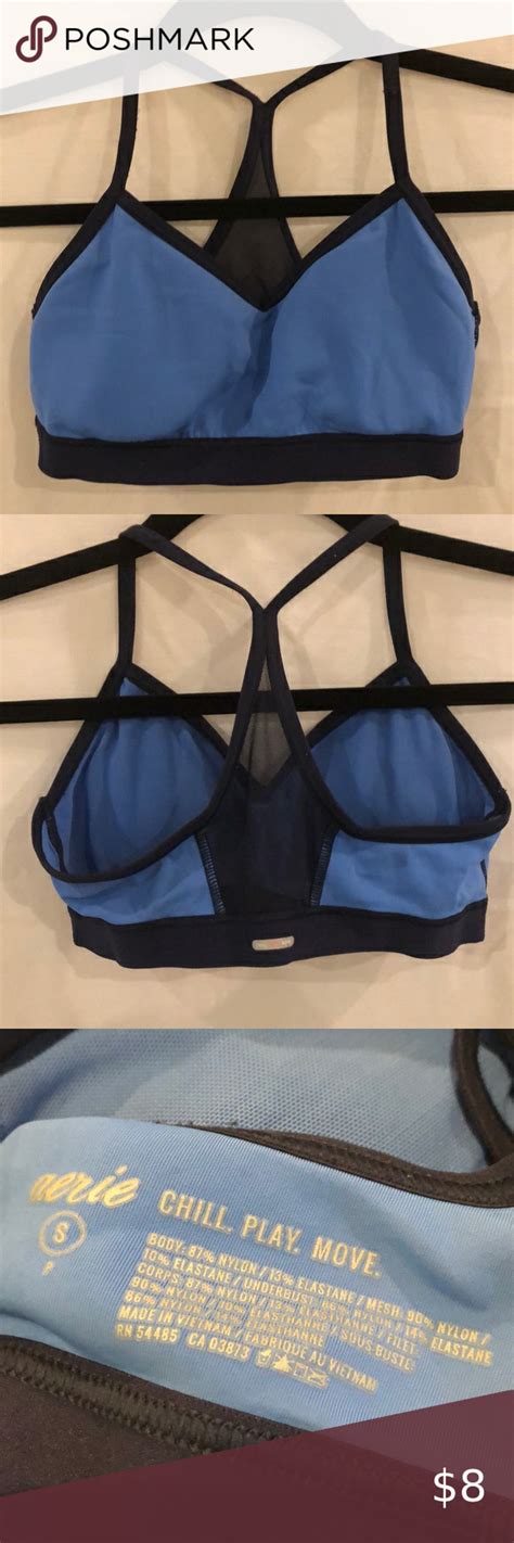 Aerie Blue Chill Play Move Padded Sports Bra S Padded Sports Bra Sports Bra Blue Chill