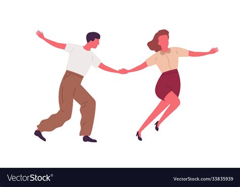 Couple Dancing Together Holding Hands Flat Vector Image