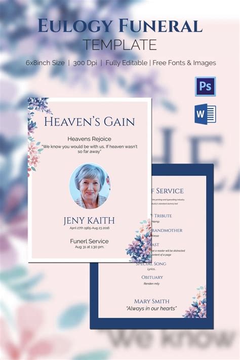 Eulogy Funeral Template 12 Word Psd Format Download