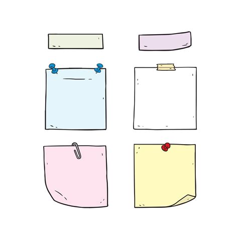 Hand Drawn Vector Illustration Of Post It Notes Set On White Background