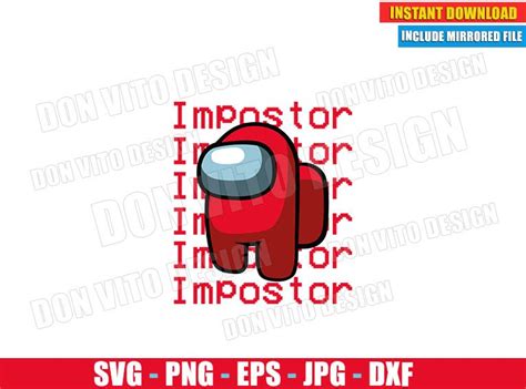 Among Us Impostor Red Logo Svg Dxf Png Game Crewmate Cut File