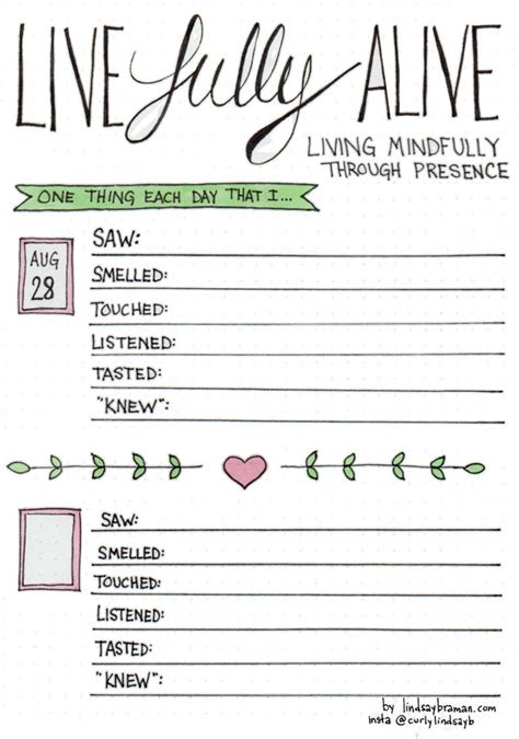 A Mindfulness Bullet Journal Layout Living Present Printable