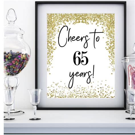 65th Birthday Party Print 65th Party Decoration Table Decor Etsy