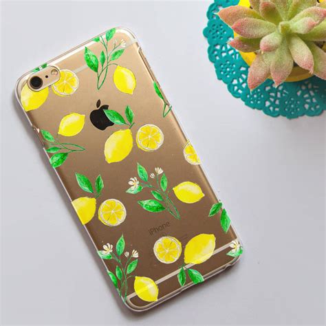 Clear Phone Case With Lemons Print By Dessi Designs