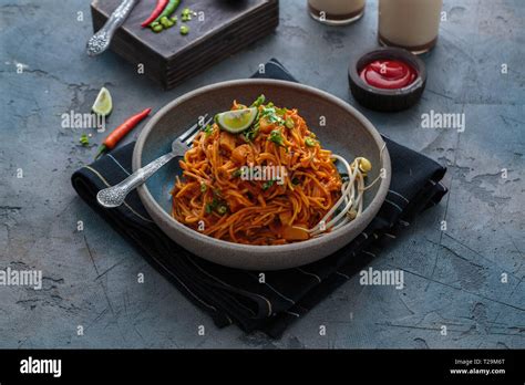 Mee Goreng Mamak Indonesian And Malaysian Cuisine Spicy Fried Noodles