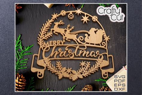 Christmas Wreath Christmas Laser Cut Decor Svg File 952060 Cut