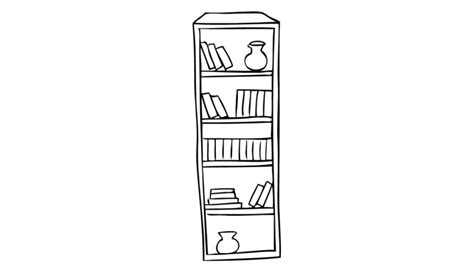 How To Draw A Bookshelf Drawing Of A Book Shelf Youtube