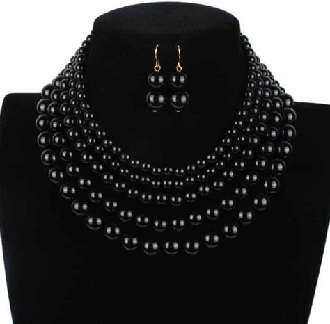 6 Colorscostume Pearl Jewelry Sets Necklace And Earings Prom Jewelry5 Rows