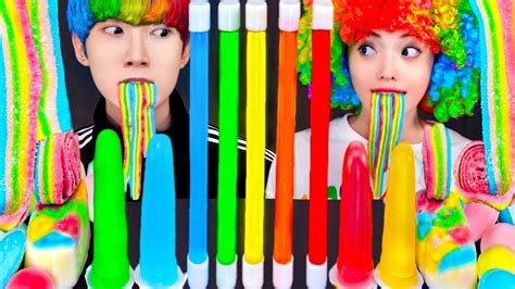 Asmr Ice Cream Rainbow Party Desserts Jelly Candy Mukbang Eating Sounds