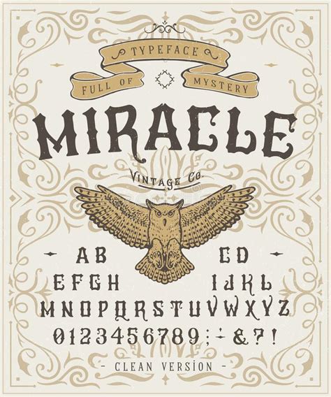 Font Miracle Craft Retro Vintage Typeface Design Stock Vector