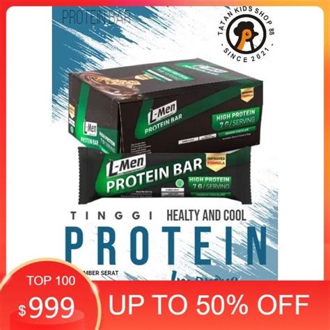 L Men Protein Bar Box Isi Crunchy Chocolate Whey Protein Cemilan Fitnes Snack Sehat Promo